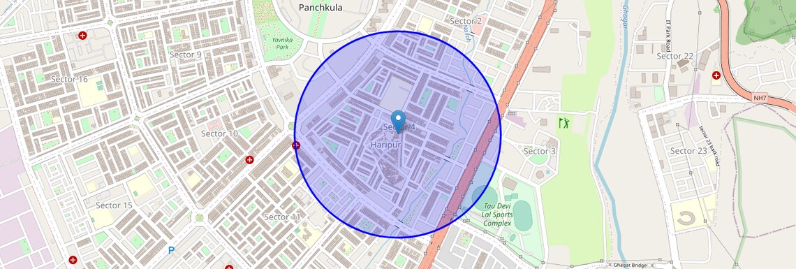 Location Map of Panchkula Sector 4, Chandigarh