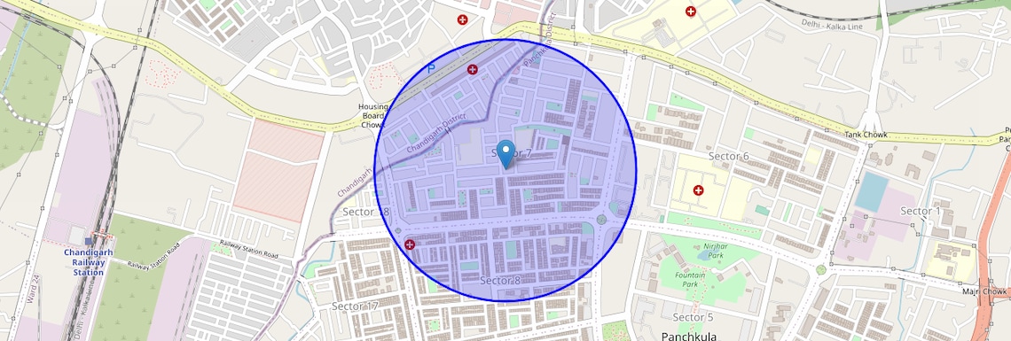 Location Map of Panchkula Sector 7, Chandigarh