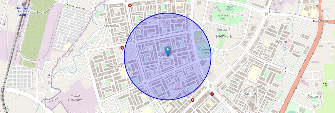 Location Map of Panchkula Sector 9, Chandigarh