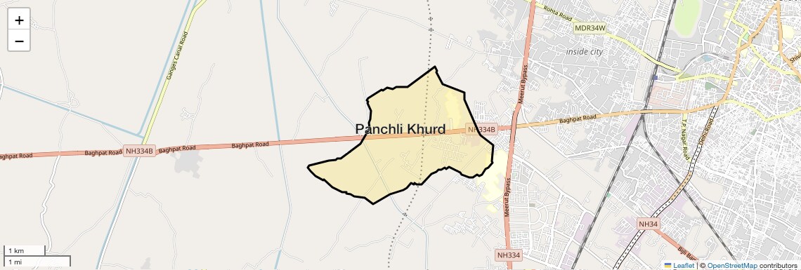 Location Map of Panchli Khurd, Meerut