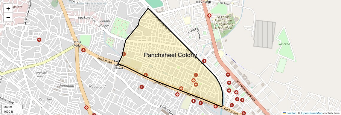 Location Map of Panchsheel Colony, Meerut