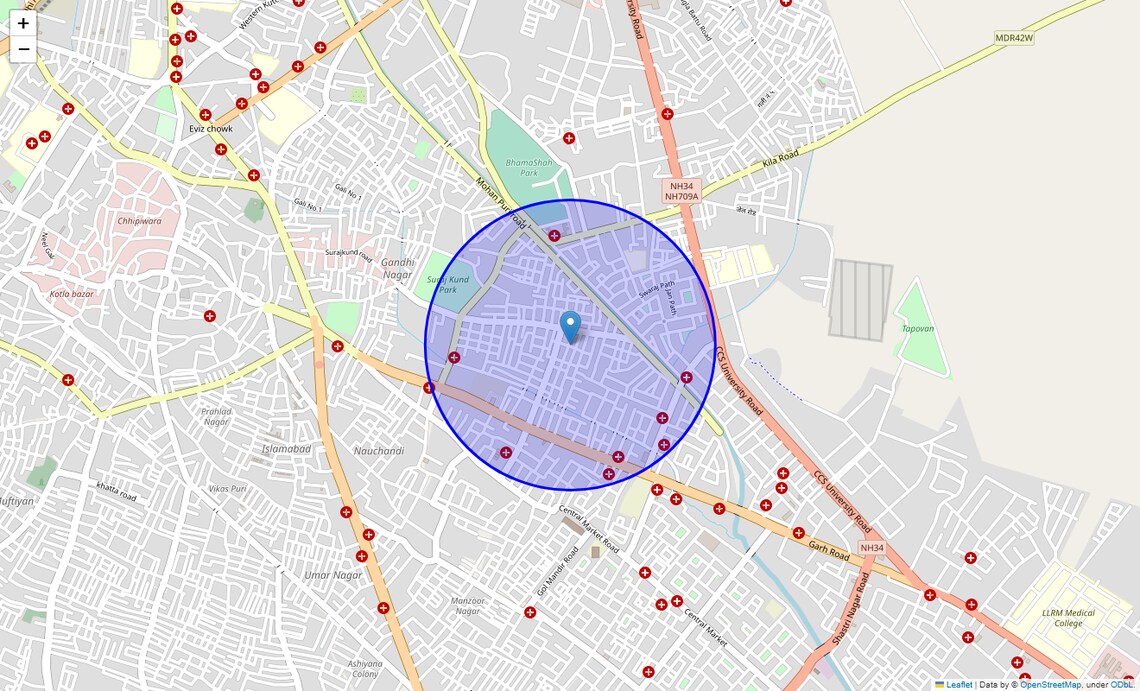 Location Map of Panchsheel Colony, Meerut