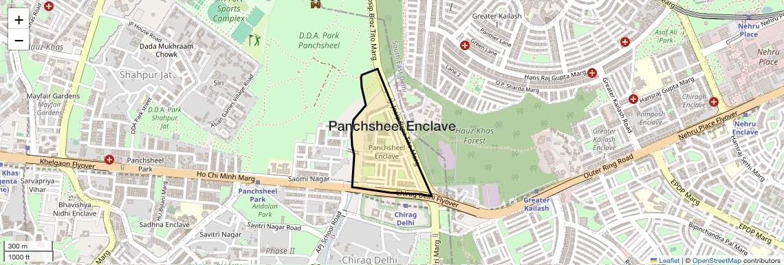 Location Map of Panchsheel Enclave, Delhi