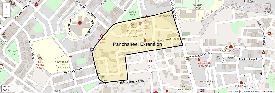 Location Map of Panchsheel Extension, Delhi