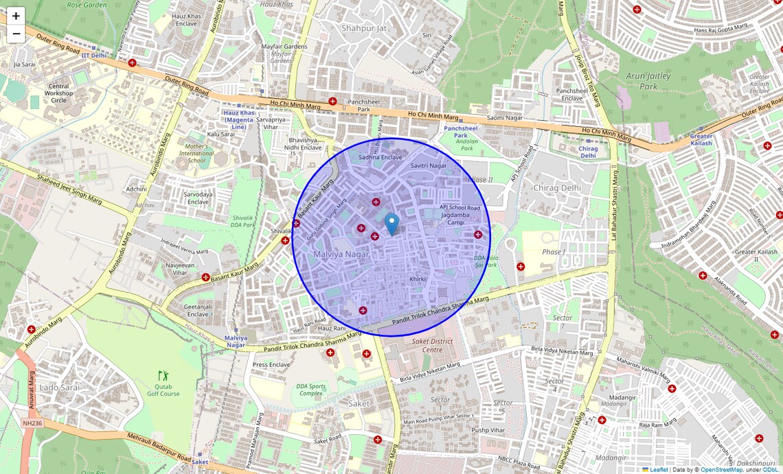 Location Map of Panchsheel Extension, Delhi