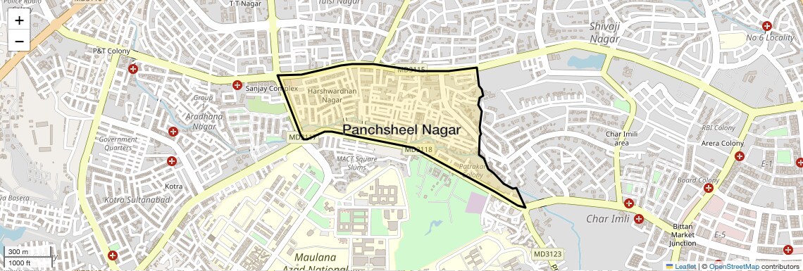 Location Map of Panchsheel Nagar, Bhopal