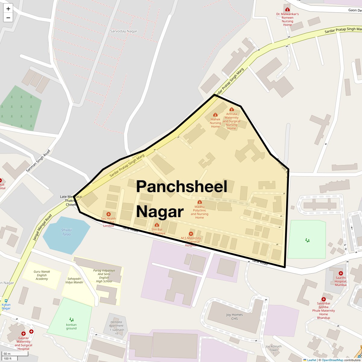 Location Map of Panchsheel Nagar, Mumbai