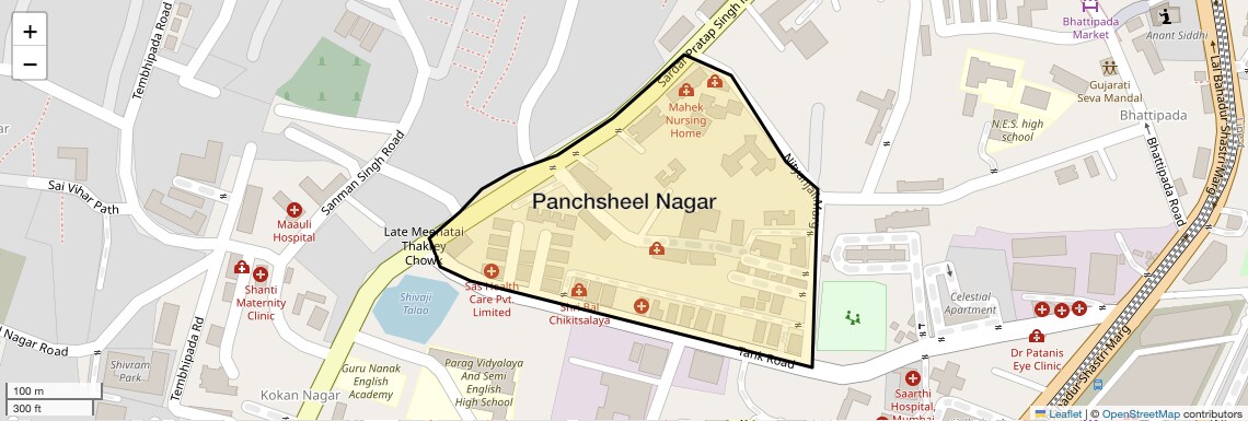 Location Map of Panchsheel Nagar, Mumbai