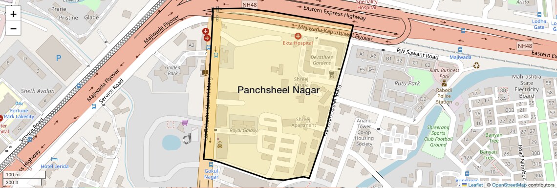 Location Map of Panchsheel Nagar, Thane