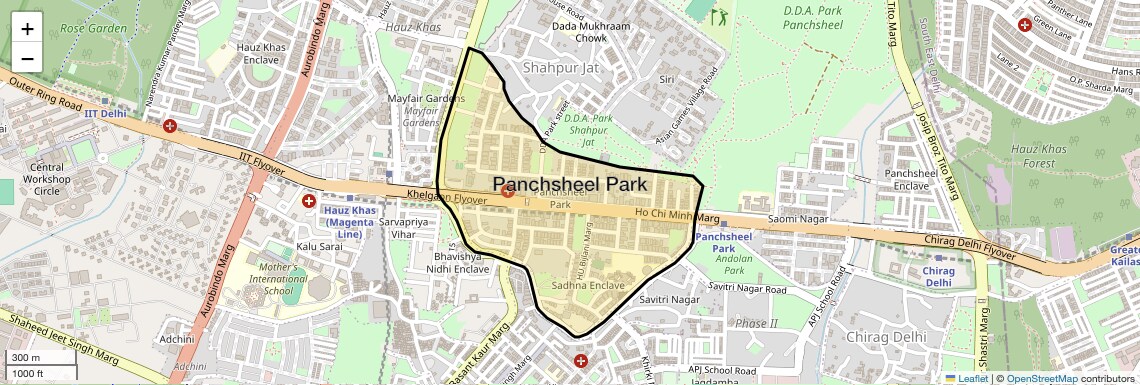 Location Map of Panchsheel Park, Delhi