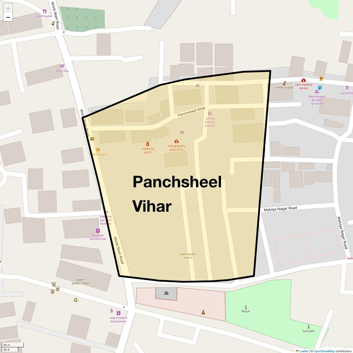 Location Map of Panchsheel Vihar, Delhi