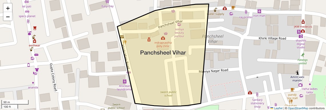 Location Map of Panchsheel Vihar, Delhi