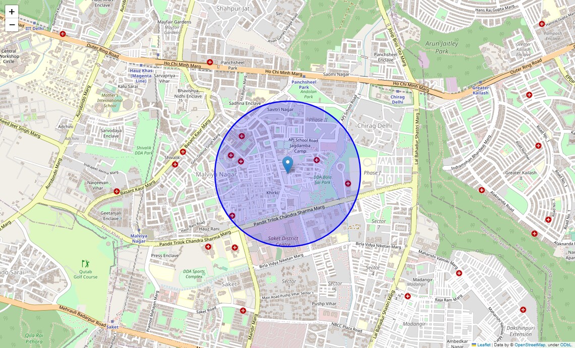 Location Map of Panchsheel Vihar, Delhi