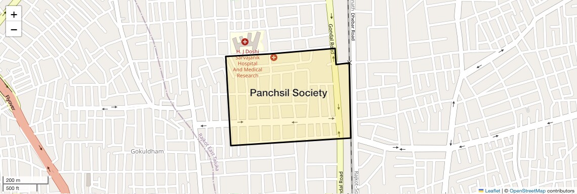 Location Map of Panchsil Society, Rajkot