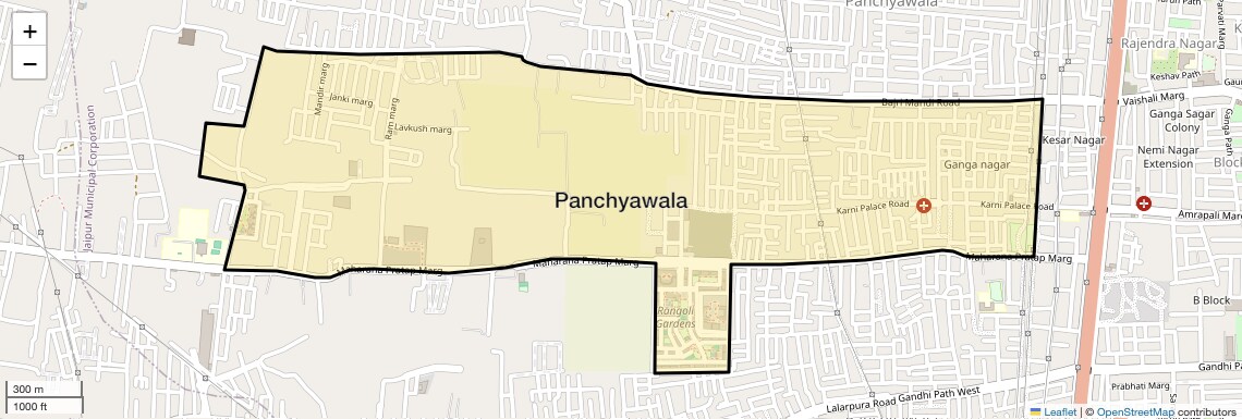 Location Map of Panchyawala, Jaipur
