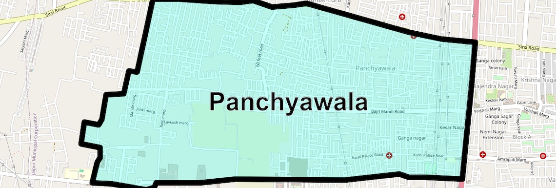 Location Map of Panchyawala, Jaipur