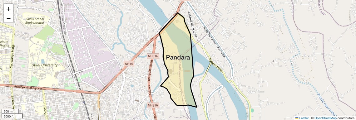 Location Map of Pandara, Bhubaneswar