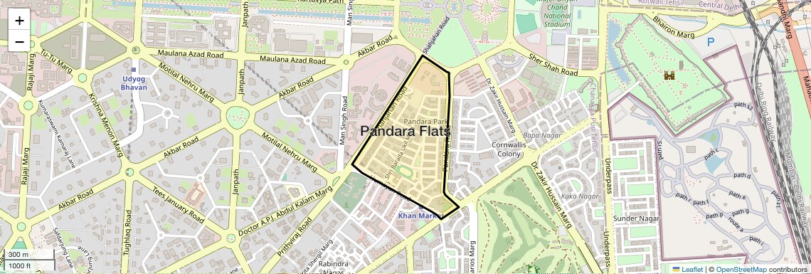 Location Map of Pandara Flats, Delhi