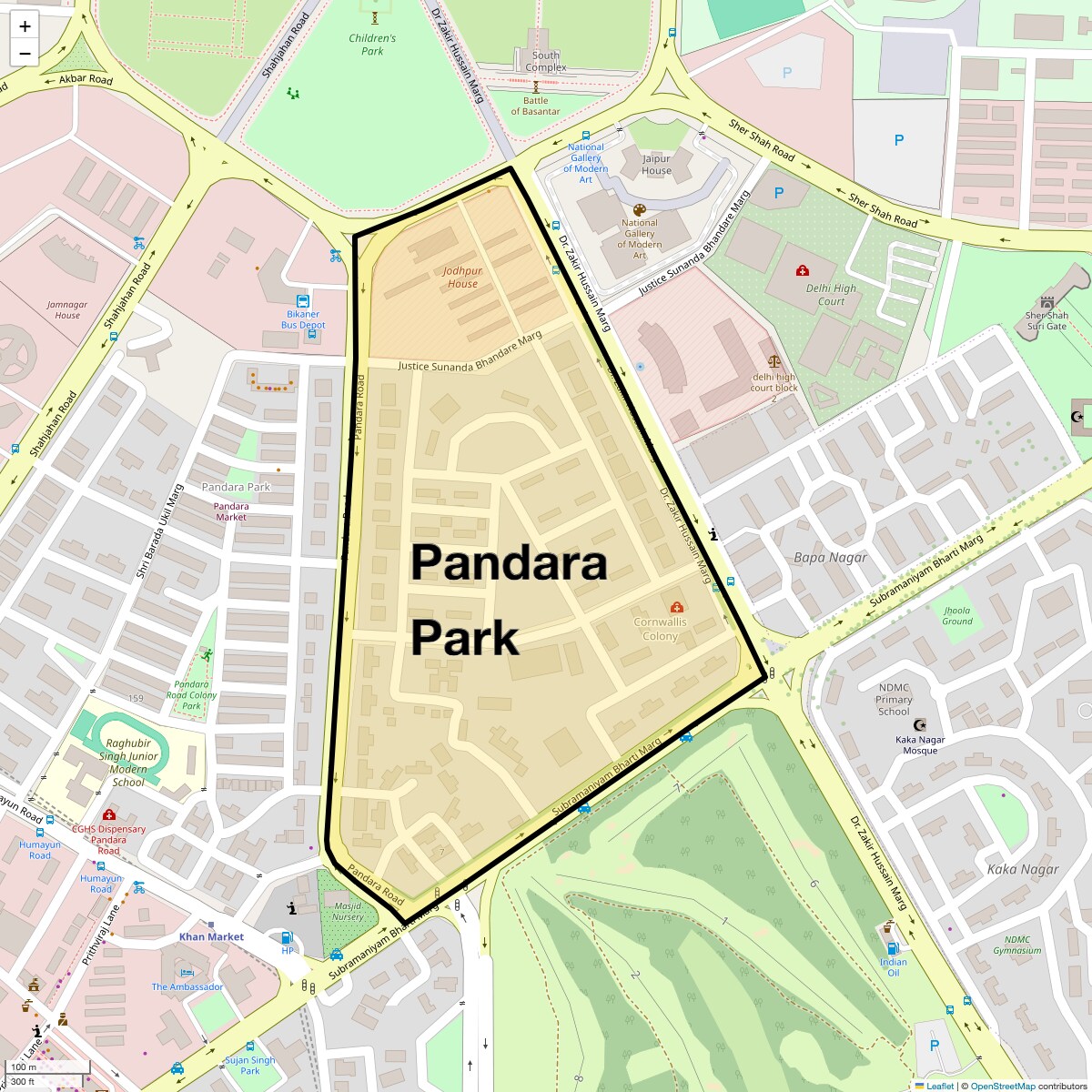 Location Map of Pandara Park, Delhi