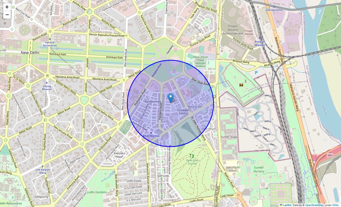 Location Map of Pandara Park, Delhi