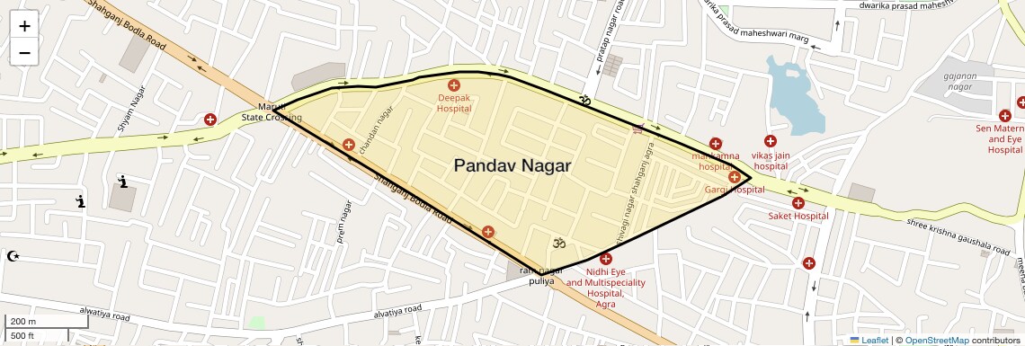 Location Map of Pandav Nagar, Agra