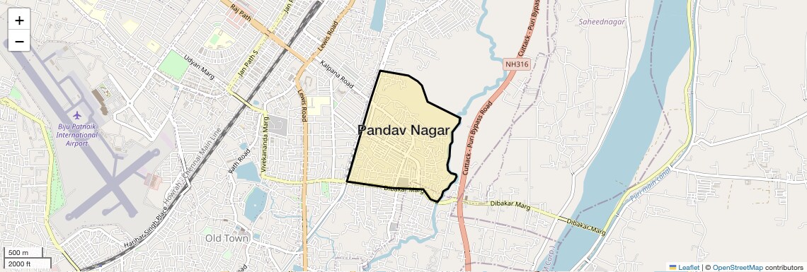 Location Map of Pandav Nagar, Bhubaneswar