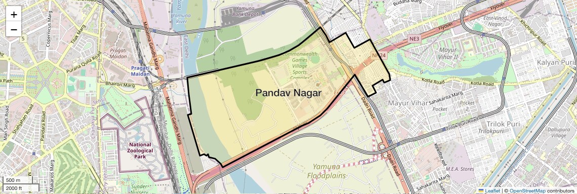 Location Map of Pandav Nagar, Delhi