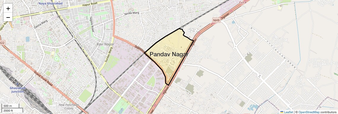 Location Map of Pandav Nagar, Ghaziabad