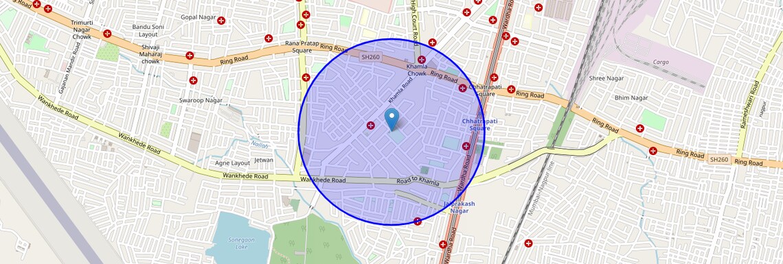 Location Map of Pande Layout, Nagpur