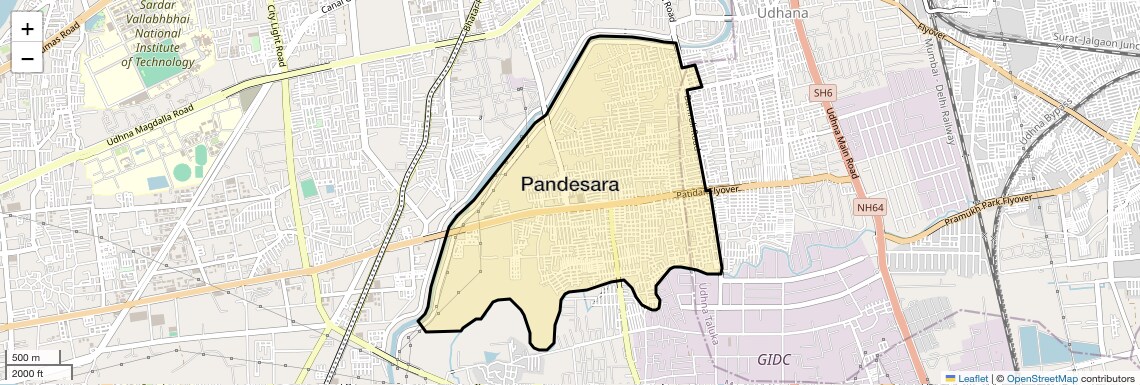Location Map of Pandesara, Surat