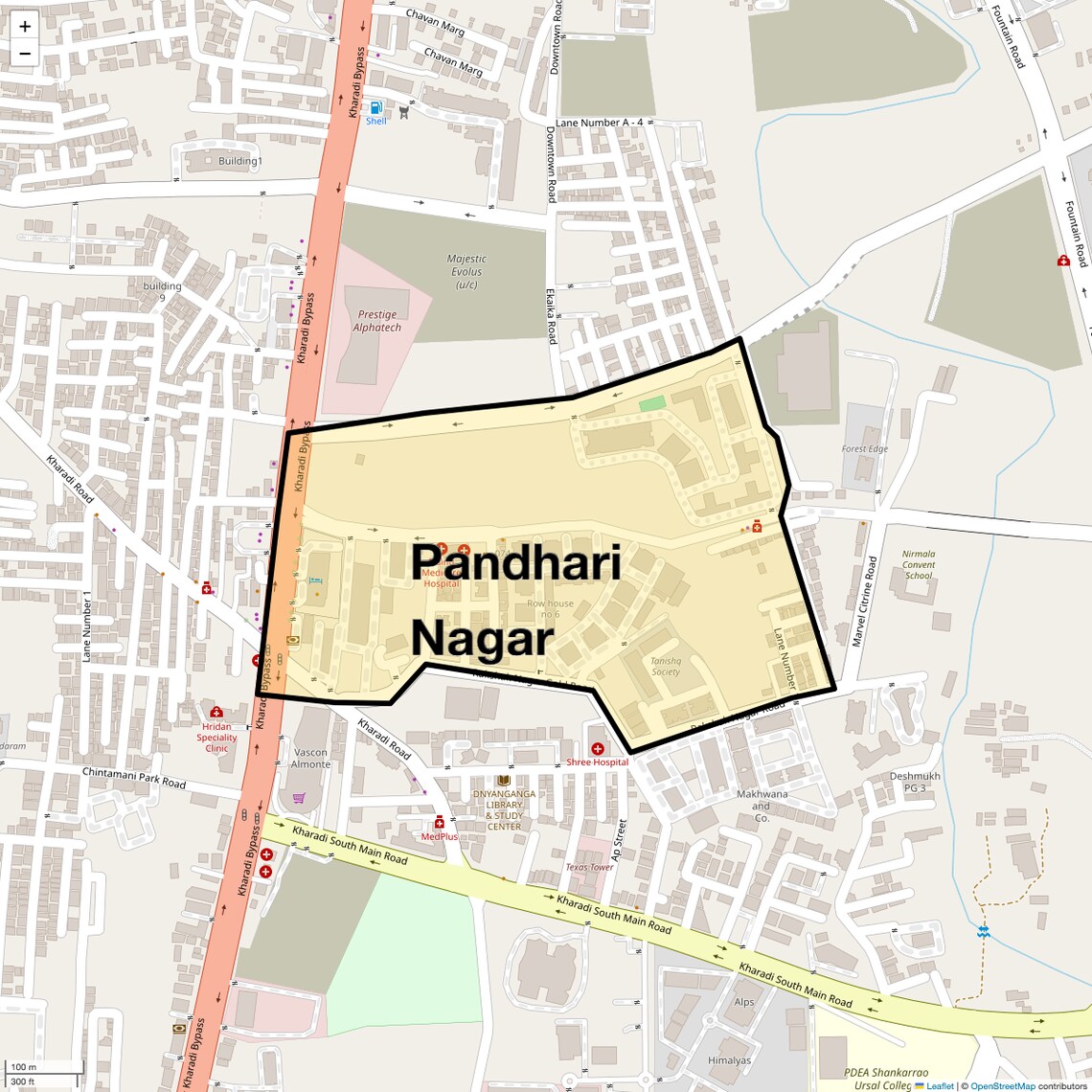 Location Map of Pandhari Nagar, Pune