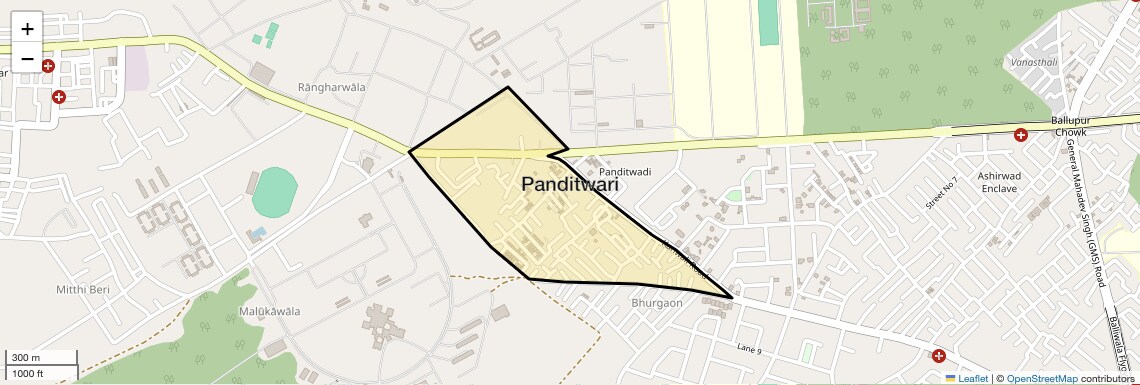 Location Map of Panditwari, Dehradun