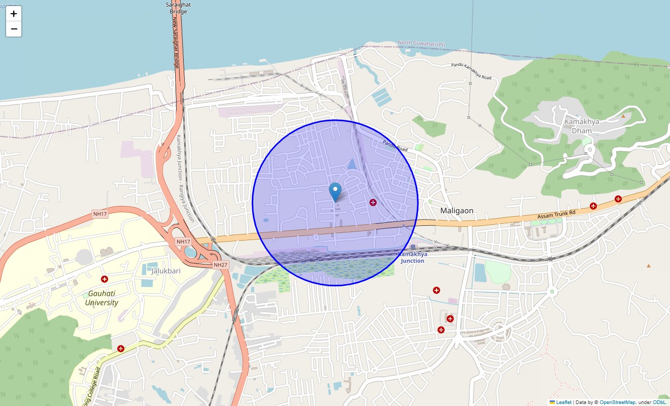Location Map of Pandu, Guwahati