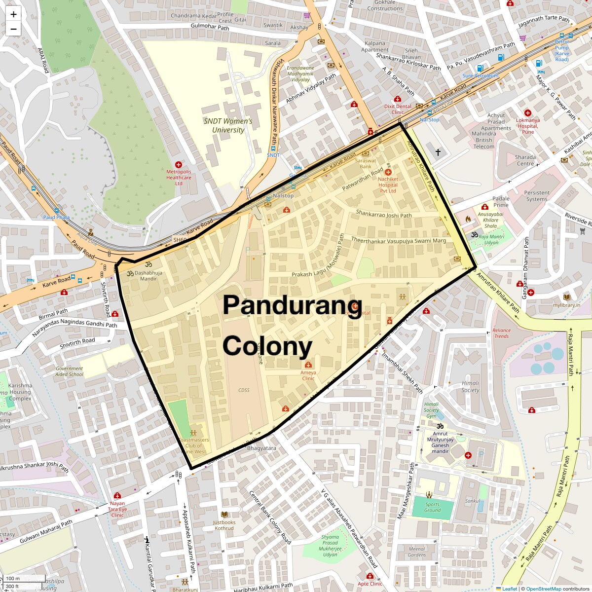 Location Map of Pandurang Colony, Pune