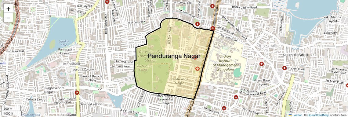 Location Map of Panduranga Nagar, Bangalore
