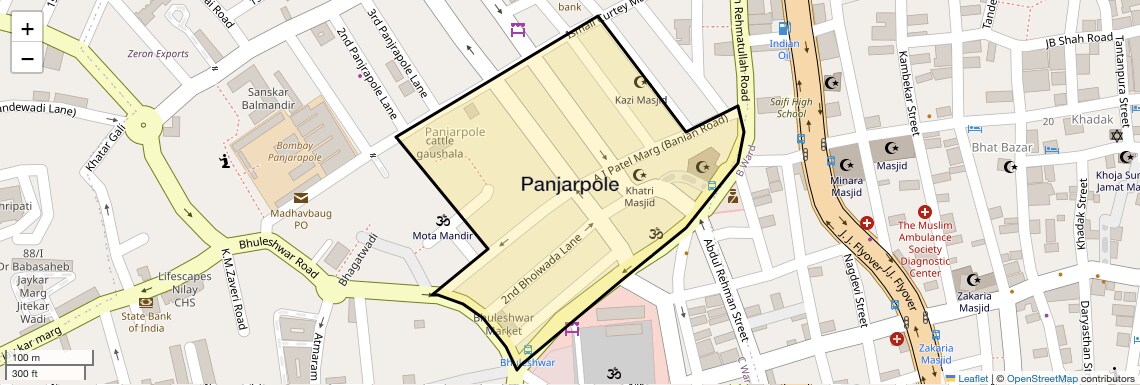 Location Map of Panjarpole, Mumbai