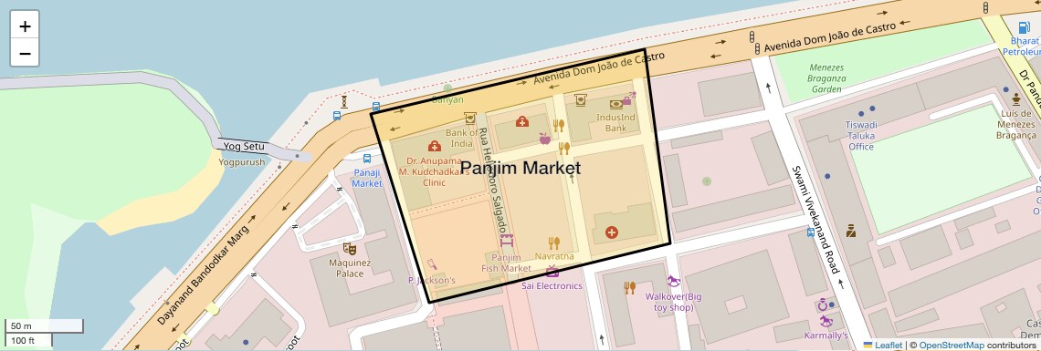Location Map of Panjim Market, Goa