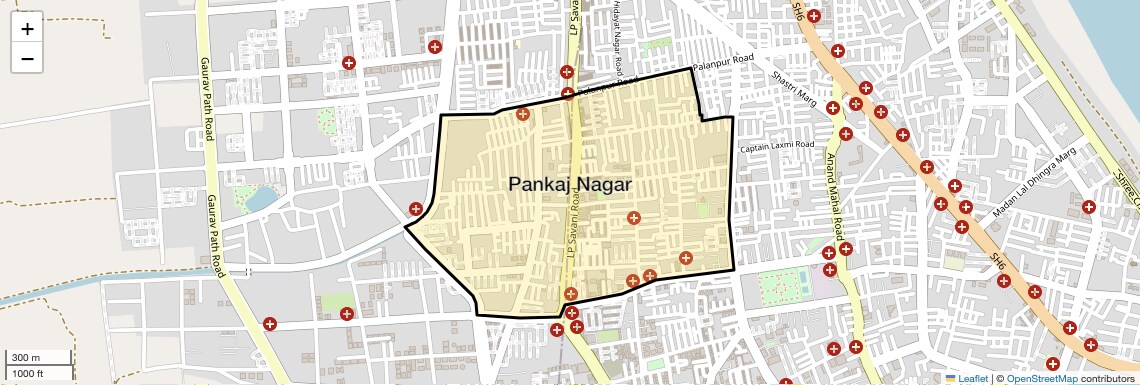 Location Map of Pankaj Nagar, Surat