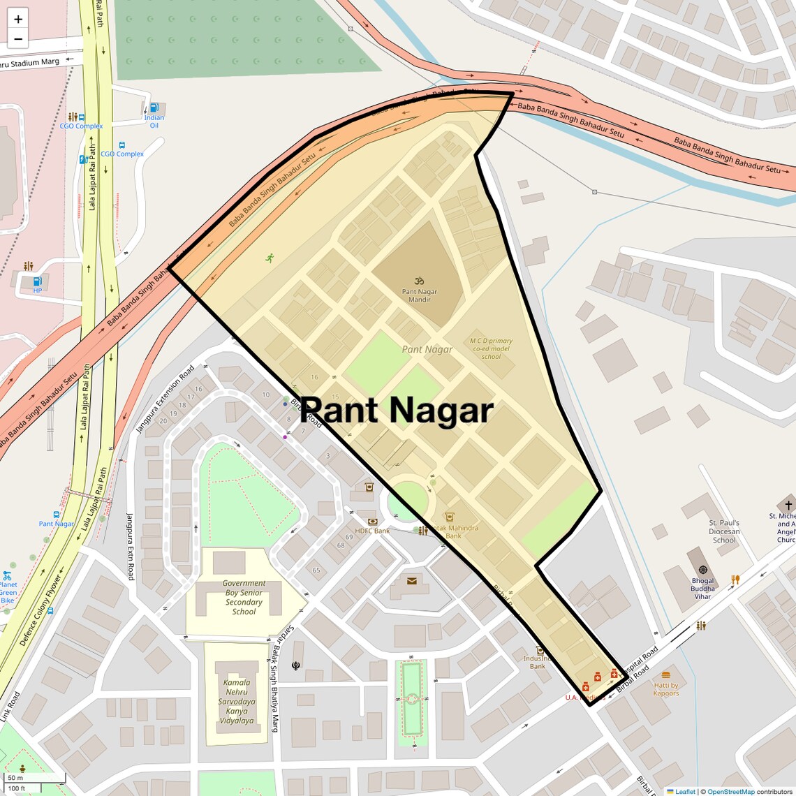 Location Map of Pant Nagar, Delhi
