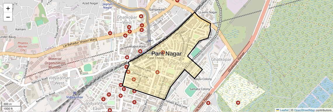 Location Map of Pant Nagar, Mumbai