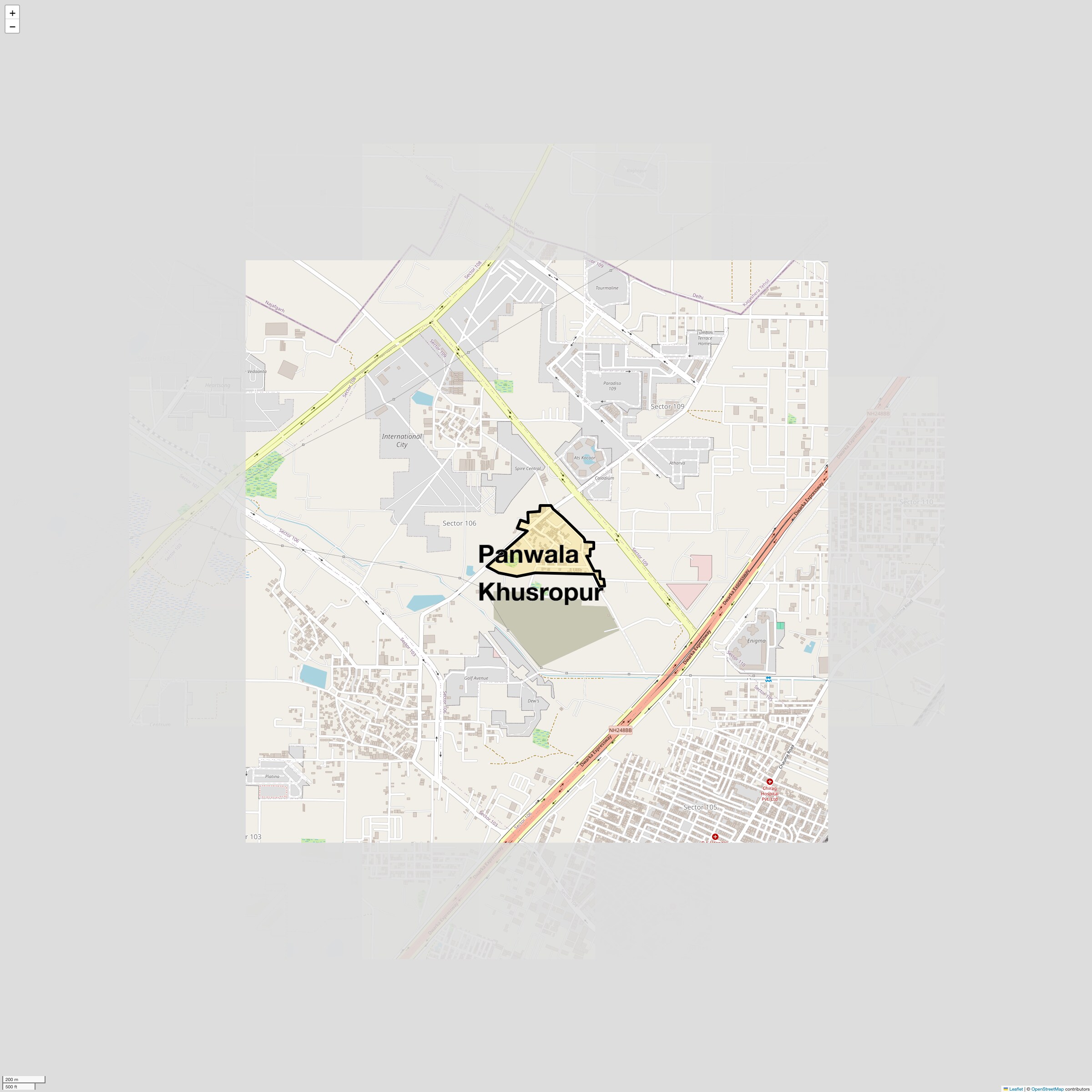 Location Map of Panwala Khusropur, Gurgaon