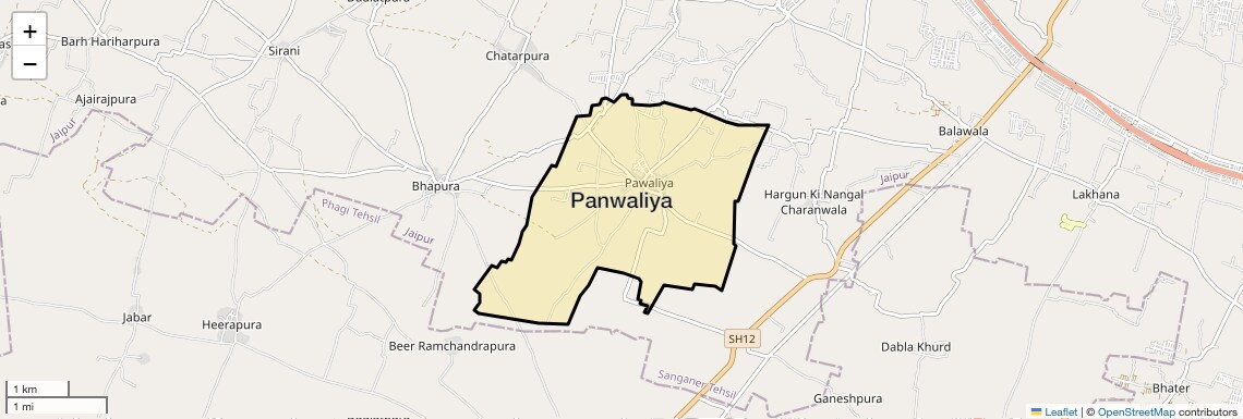 Location Map of Panwaliya, Jaipur