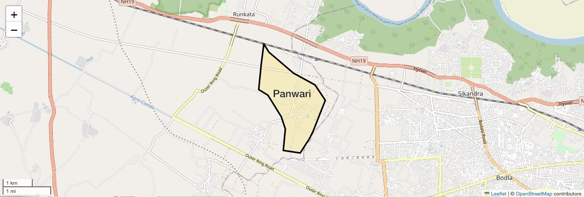 Location Map of Panwari, Agra