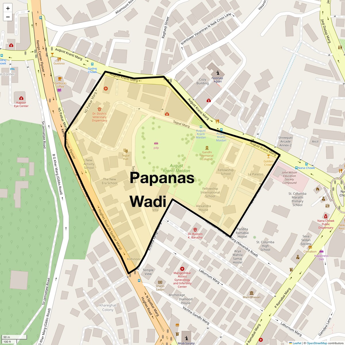 Location Map of Papanas Wadi, Mumbai