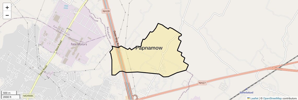Location Map of Papnamow, Lucknow