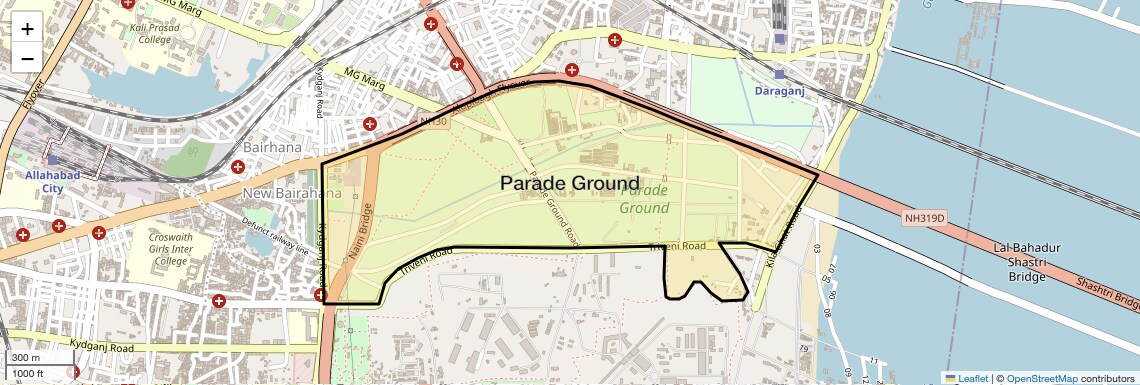 Location Map of Parade Ground, Allahabad