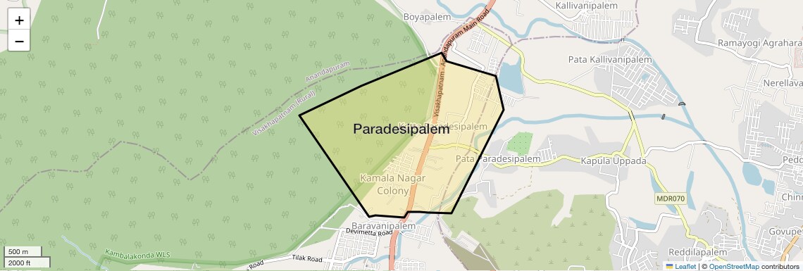 Location Map of Paradesipalem, Vizag