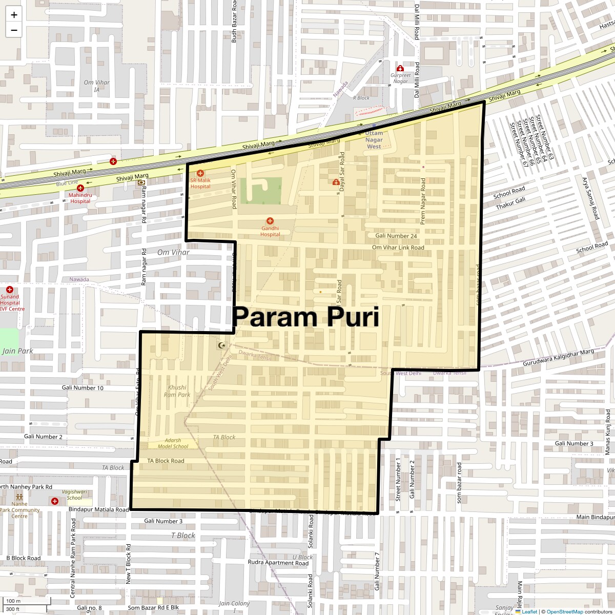 Location Map of Param Puri, Delhi