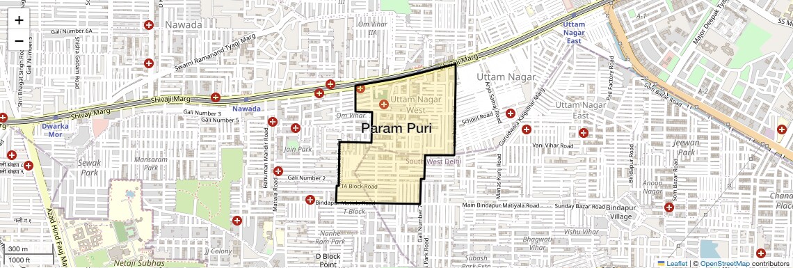 Location Map of Param Puri, Delhi