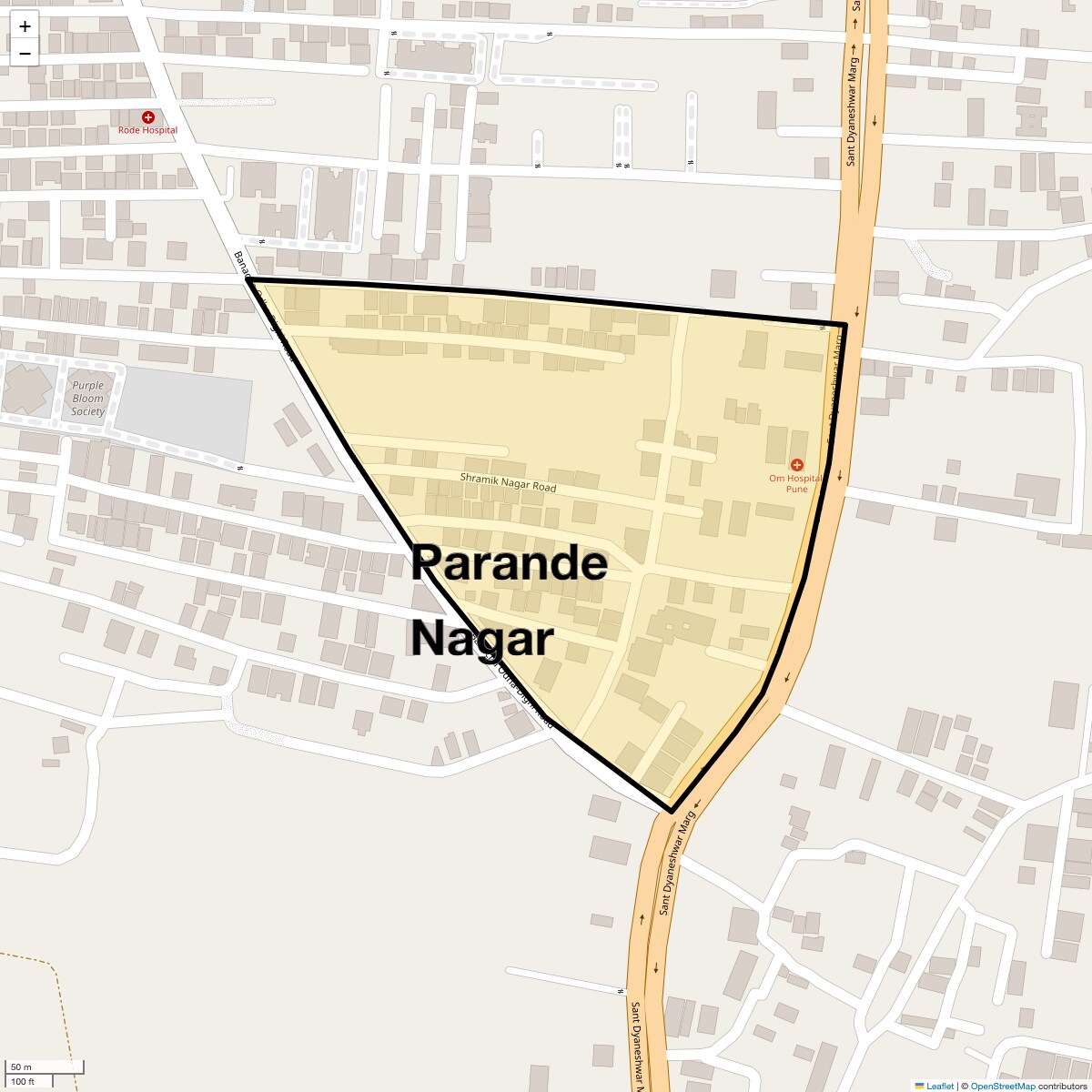 Location Map of Parande Nagar, Pune